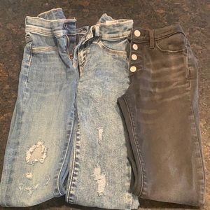 3 pairs high waisted Old Navy girls jeans